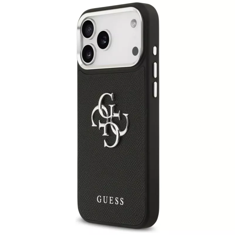 Guess Grained Big 4G Classic Logo Maciņš iPhone 17 Pro Max - Melns
