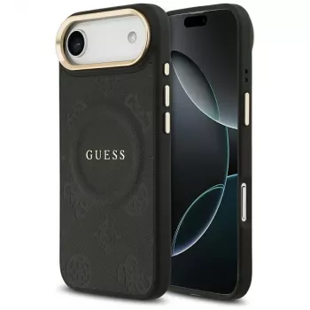 Guess Peony Hot Stamp MagSafe apvalks iPhone Air, melns