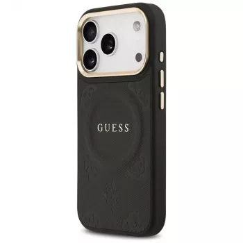Guess Peony Hot Stamp MagSafe vāciņš Apple iPhone 17 Pro, melns