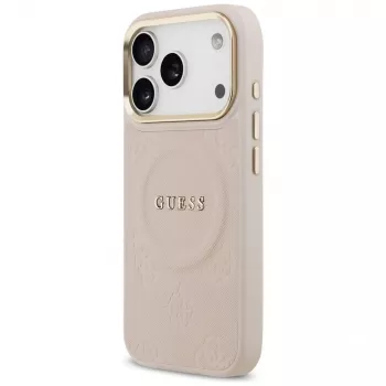 Guess Peony Hot Stamp MacSafe macītis iPhone 17 Pro, Rozā