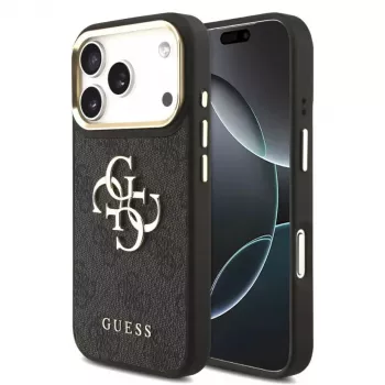 Guess 4G Big 4G Classic Logo Case iPhone 17 Pro Max (Melns / Zelts)