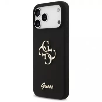 Guess Silicone Big 4G Script Case iPhone 17 Pro Max, Melns