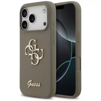 Guess Silicone Big 4G Script Case iPhone 17 Pro Brūns