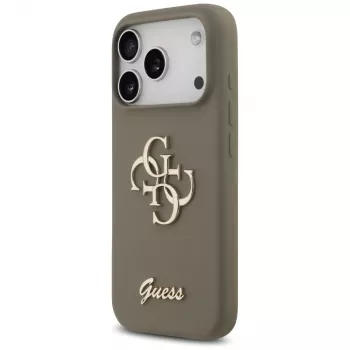 Guess Silicone Big 4G Script Case iPhone 17 Pro Brūns