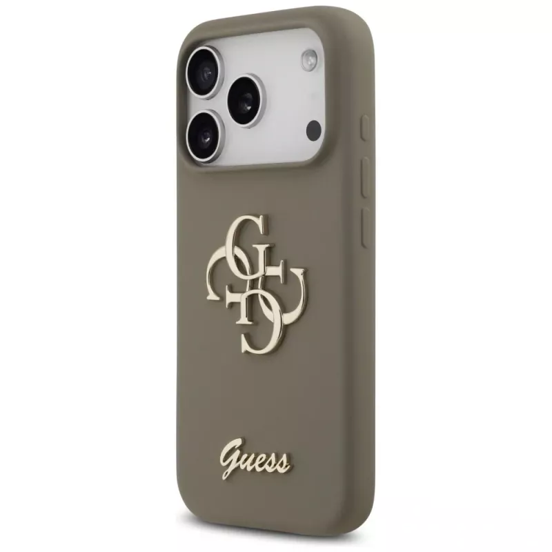 Guess Silicone Big 4G Script Case iPhone 17 Pro Brūns