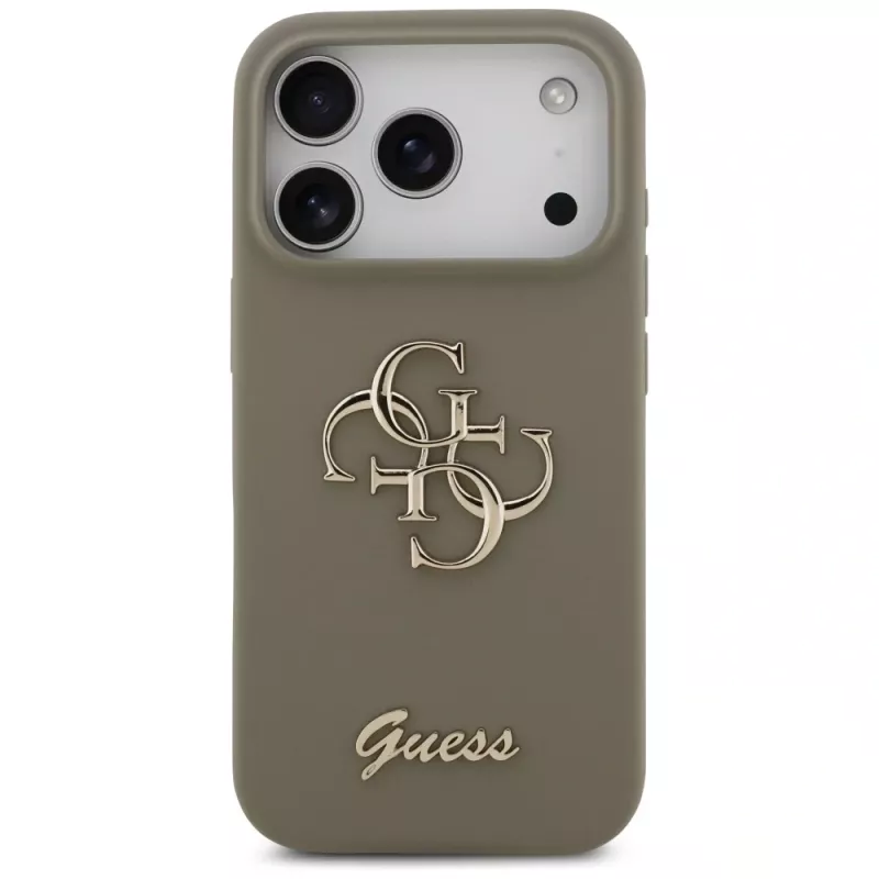 Guess Silicone Big 4G Script Case iPhone 17 Pro Brūns