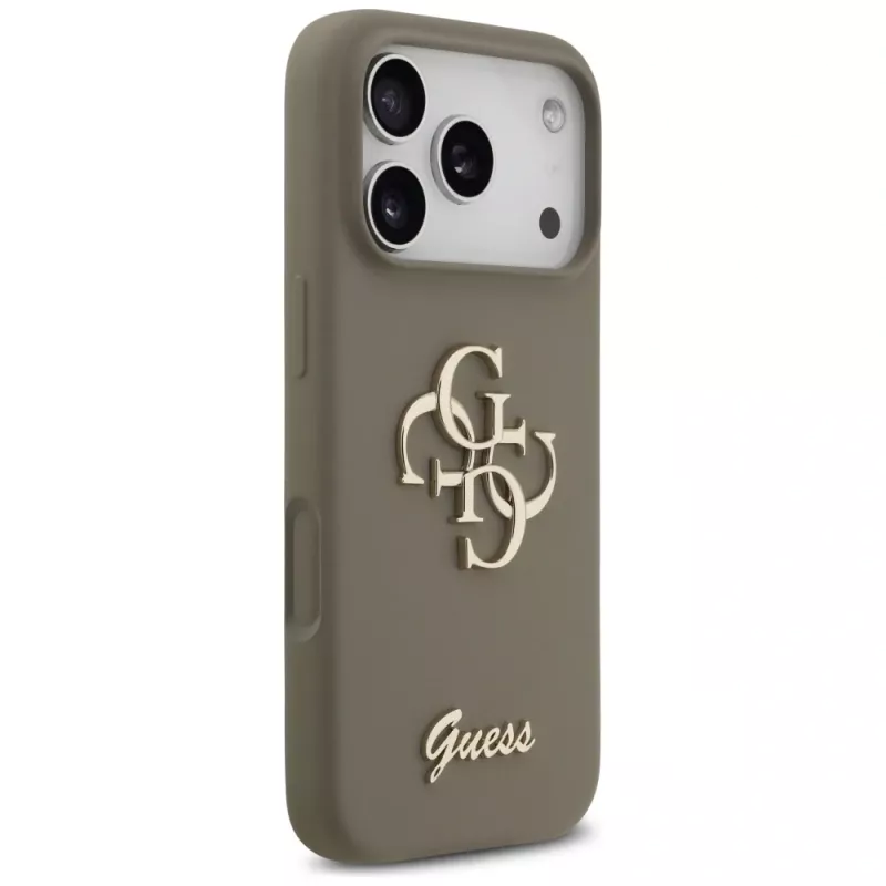 Guess Silicone Big 4G Script Case iPhone 17 Pro Brūns