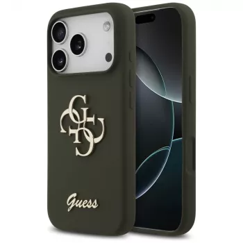 Guess Silicone Big 4G Script Case for iPhone 17 Pro - Khaki