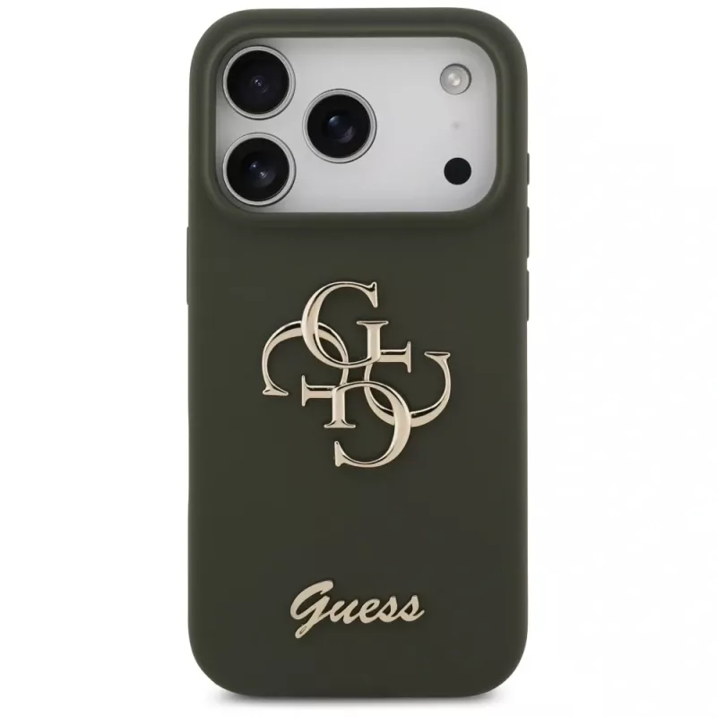 Guess Silicone Big 4G Script Case iPhone 17 Pro Max Khaki