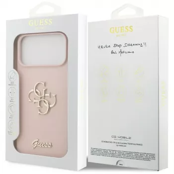 Guess Silicone Big 4G Script Case Apple iPhone 17 Pro Max - Rozā