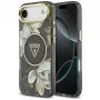 Guess IML Glitter Flowers Triangle MagSafe vāciņš iPhone Air — melns