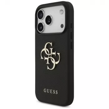 Guess Grained Big 4G & Classic Logo aizsargmaciņš Apple iPhone 17 Pro, melns