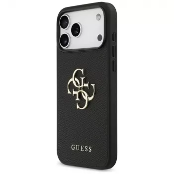 Guess Grained Big 4G & Classic Logo Back Cover iPhone 17 Pro Max, Melns
