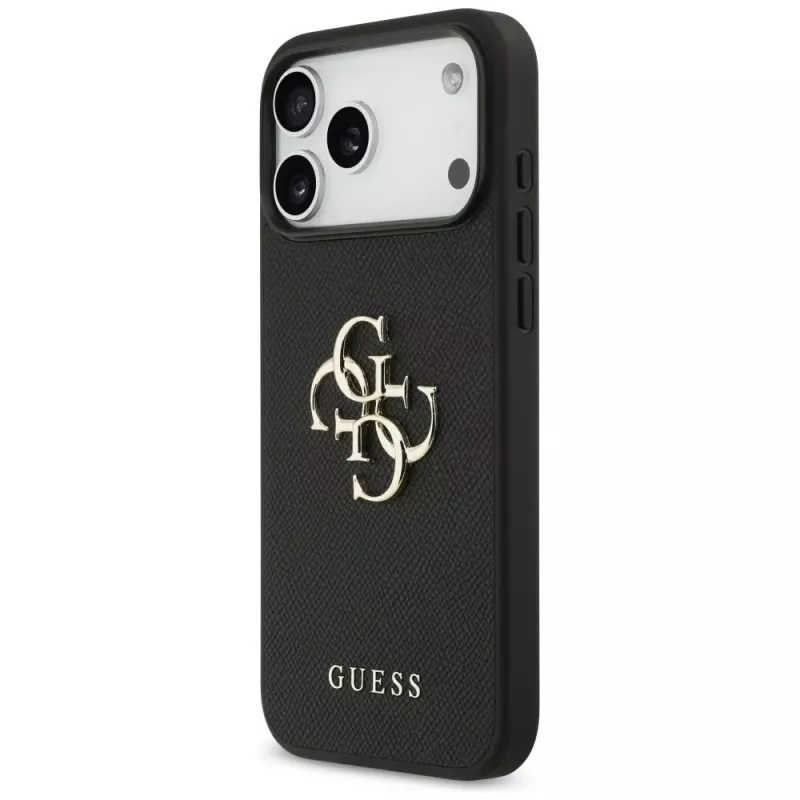 Guess Grained Big 4G & Classic Logo Back Cover iPhone 17 Pro Max, Melns
