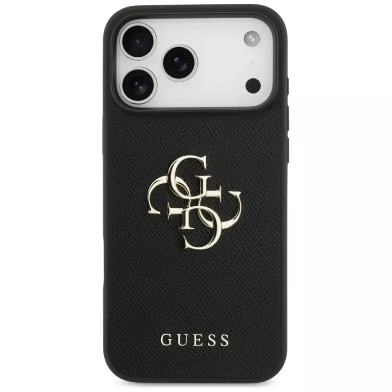 Guess Grained Big 4G & Classic Logo Back Cover iPhone 17 Pro Max, Melns
