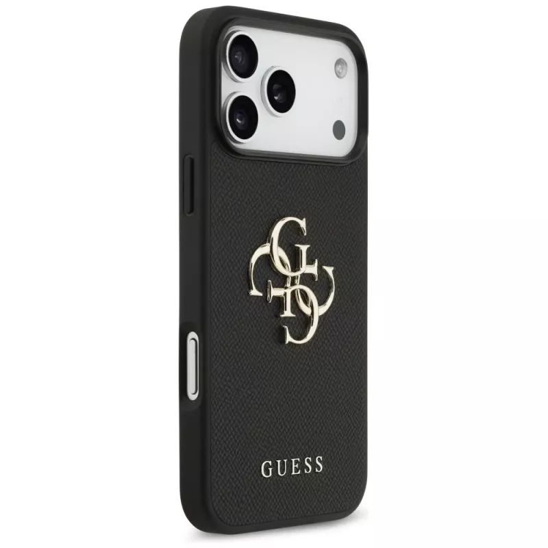 Guess Grained Big 4G & Classic Logo Back Cover iPhone 17 Pro Max, Melns