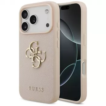Guess Grained Big 4G & Classic Logo Maciņš iPhone 17 Pro Rozā