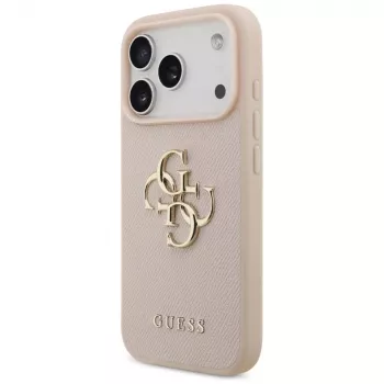 Guess Grained Big 4G & Classic Logo Maciņš iPhone 17 Pro Rozā