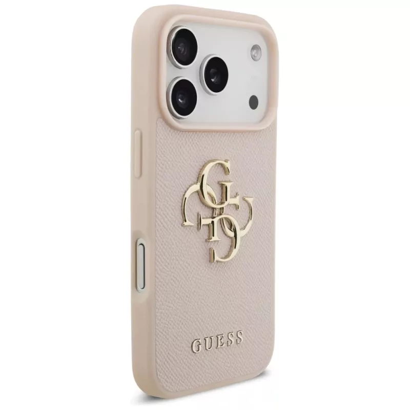 Guess Grained Big 4G & Classic Logo Maciņš iPhone 17 Pro Rozā