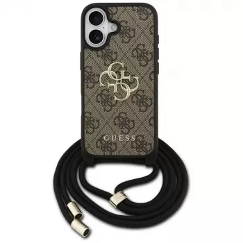 Guess 4G Big Logo Cord Stap Crossbody Case for iPhone 17 Brown