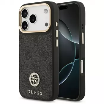 Guess 4G Strass Logo Maciešu korpuss iPhone 17 Pro (Melns)