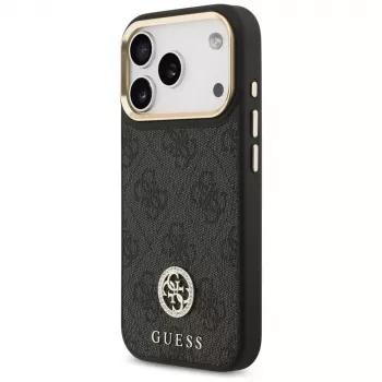 Guess 4G Strass Logo Maciešu korpuss iPhone 17 Pro (Melns)