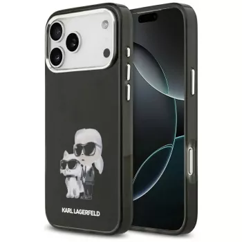 Karl Lagerfeld IML Aquarelle Karl & Choupette & Logo MacSafe Macītis iPhone 17 Pro (Melns)