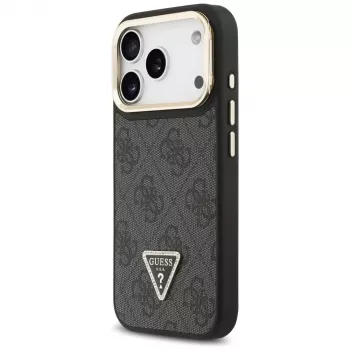 Guess 4G PU Triangle Logo & Stand Camera Magsafe Case iPhone 17 Pro Melns