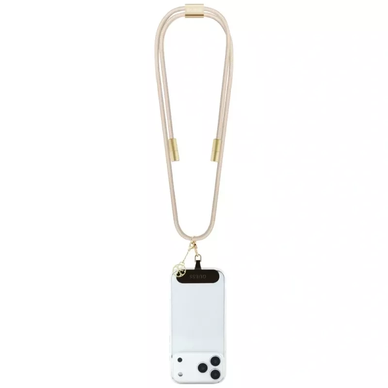Guess Crossbody Strap 4G Charm - Universal Phone Strap / USB-C to USB-C Cable 1,5m (Beige)