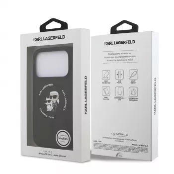 KARL LAGERFELD Silicone Karl & Choupette Ring MagSafe Case for Apple iPhone 17 Pro Black
