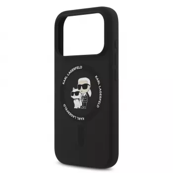 KARL LAGERFELD Silicone Karl & Choupette Ring MagSafe Case for Apple iPhone 17 Pro Black