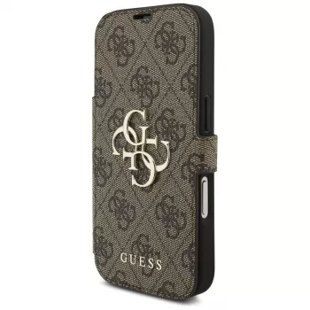 Guess Book 4G Metal Logo Maciņš Apple iPhone 17 Pro, Brūns