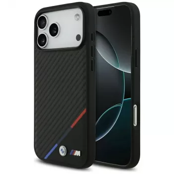 BMW M Carbon Tricolor Line MagSafe Maciņš iPhone 17 Pro Max Melns