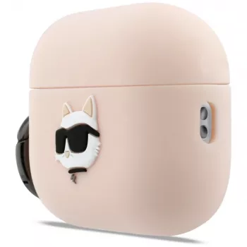 Karl Lagerfeld silikona Choupette Head 3D futrālis AirPods Pro 3, rozā