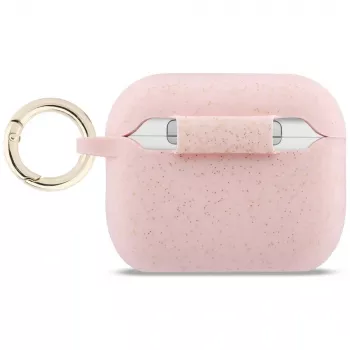 Guess silikona spīdumu gredzena maciņš AirPods Pro 3, rozā