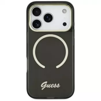 Guess IML Script Metal Maciešu futrālis Apple iPhone 17, Melns