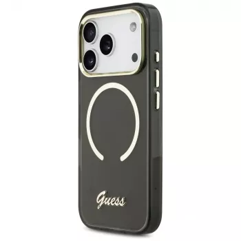Guess IML Script Metal MagSafe Maciņš Apple iPhone 17 Pro Max Melns