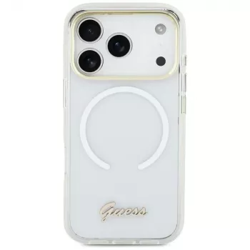 Guess IML Gradient Script Metal MacSafe Macītis Apple iPhone 17 Balts