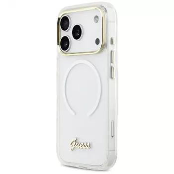 Guess IML Gradient Script Metal MagSafe Case Apple iPhone 17 Pro Balts