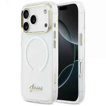 Guess IML Gradient Script Metal MagSafe Case iPhone 17 Pro Max Balts