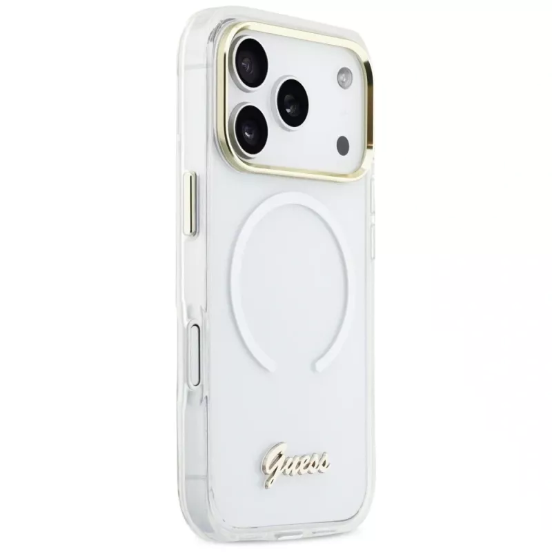 Guess IML Gradient Script Metal MagSafe Case iPhone 17 Pro Max Balts