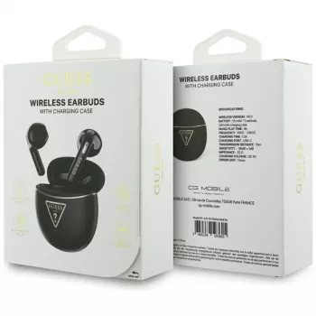 Guess Gold Line Triangle TWS Bluetooth Earbuds ar uzlādes futrāli (Melns)