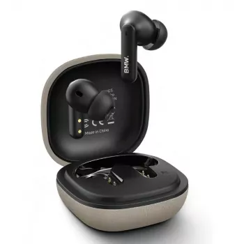 BMW LeatherMetal Logo TWS Bluetooth Earbuds ar ENC, Taupe