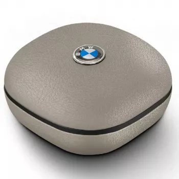BMW LeatherMetal Logo TWS Bluetooth Earbuds ar ENC, Taupe