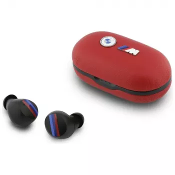 BMW M Metal Logo TWS Bluetooth Earbuds ar ENC, Sarkana