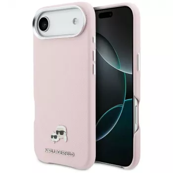 KARL LAGERFELD Karl & Choupette Head Pins Saffiano MagSafe Case for Apple iPhone Air, Pink