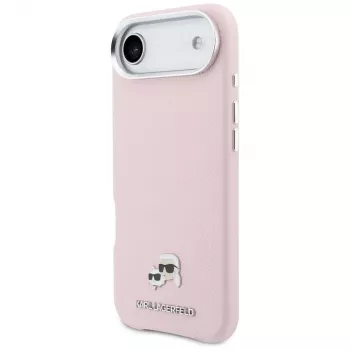 KARL LAGERFELD Karl & Choupette Head Pins Saffiano MagSafe Case for Apple iPhone Air, Pink