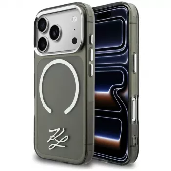 KARL LAGERFELD IML KL Script Logo MacSafe Macītis Apple iPhone 17 Pro, Melns