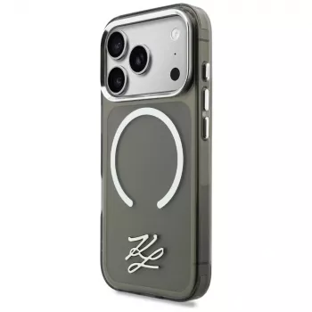 KARL LAGERFELD IML KL Script Logo MacSafe Macītis Apple iPhone 17 Pro, Melns