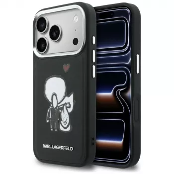 KARL LAGERFELD Karl & Choupette Back Logo MacSafe Macītis iPhone 17 Pro Melns